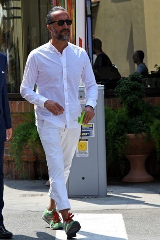 weißes gepunktetes Langarmhemd von Dolce & Gabbana