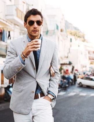 Hellblaues Sakko kombinieren: Outfits für Herren