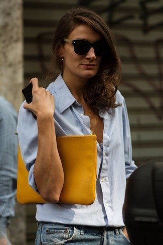 Hellblaue Bluse kombinieren für Damen