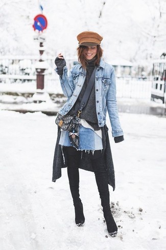 Hellblauen Jeans Minirock kombinieren – 28 Damen Outfits