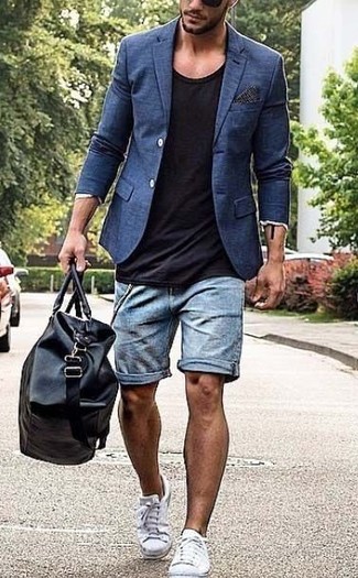 Hellblaue Jeansshorts kombinieren – 143 Herren Outfits