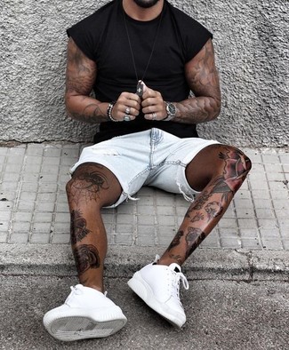 Hellblaue Jeansshorts kombinieren – 143 Herren Outfits