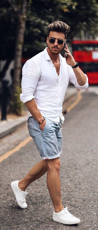 Hellblaue Jeansshorts kombinieren – 143 Herren Outfits