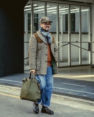 Hellblauen horizontal gestreiften Schal kombinieren – 4 Herren Outfits