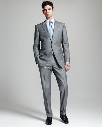 Hellblaue gepunktete Krawatte kombinieren – 18 Herren Outfits