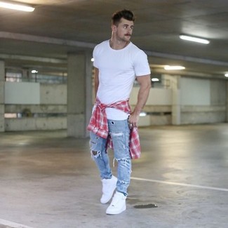 Hellblaue Jeans mit Destroyed-Effekten kombinieren – 881+ Herren Outfits
