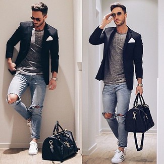 Hellblaue Jeans mit Destroyed-Effekten kombinieren – 881+ Herren Outfits