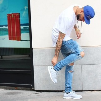 Hellblaue Jeans mit Destroyed-Effekten kombinieren – 881+ Herren Outfits