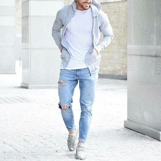 Hellblaue Jeans mit Destroyed-Effekten kombinieren – 881+ Herren Outfits