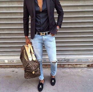 Hellblaue Jeans mit Destroyed-Effekten kombinieren – 881+ Herren Outfits