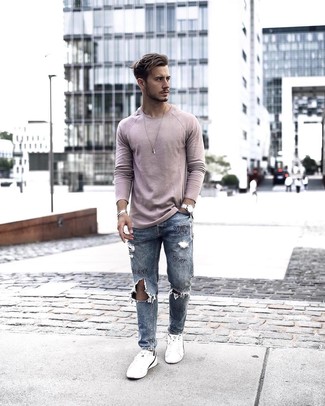 Hellblaue Jeans mit Destroyed-Effekten kombinieren – 881+ Herren Outfits