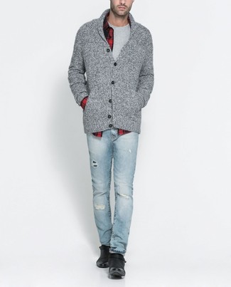Hellblaue Jeans mit Destroyed-Effekten kombinieren – 881+ Herren Outfits