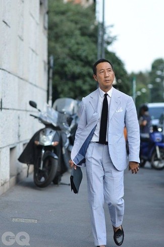 Hellblauen Anzug aus Seersucker kombinieren – 30 Herren Outfits