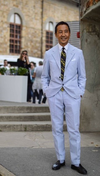 Hellblauen Anzug aus Seersucker kombinieren – 30 Herren Outfits