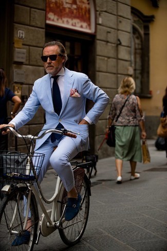 Hellblauen Anzug aus Seersucker kombinieren – 30 Herren Outfits