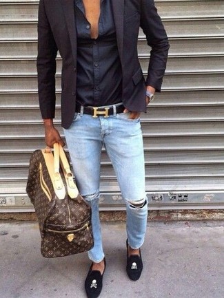 Welche Businesshemden mit hellblauer enger Jeans zu tragen – 21 Herren Outfits
