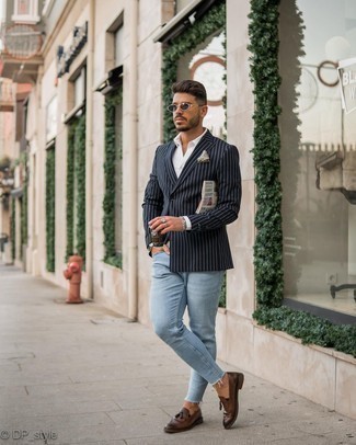 Welche Businesshemden mit hellblauer enger Jeans zu tragen – 21 Herren Outfits