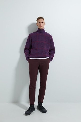Hellvioletten Rollkragenpullover kombinieren – 42 Herren Outfits