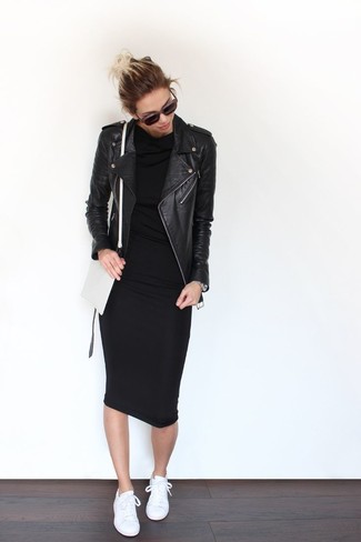 Wie niedrige Sneakers mit Bikerjacke zu kombinieren – 150 Damen Outfits