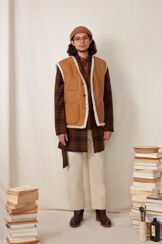 brauner Mantel mit Schottenmuster von Balenciaga