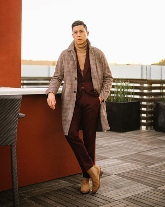 brauner Mantel mit Hahnentritt-Muster von Gucci