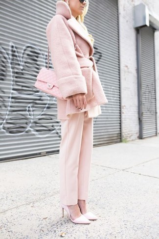 rosa Leder Pumps von Saint Laurent