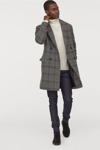 dunkelgrauer Mantel mit Schottenmuster von Paul Smith