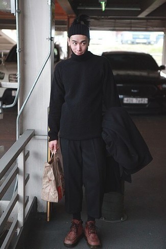 schwarzer Fleece-Rollkragenpullover von Alexander Wang