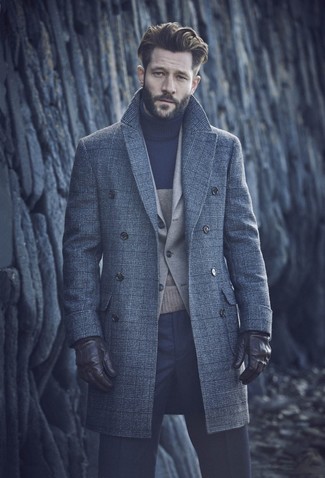 Jacke kombinieren – 422 Elegante Herren Outfits kalt Wetter: Entscheiden Sie sich für eine Jacke und eine dunkelblaue Anzughose, um vor Klasse und Perfektion zu strotzen.