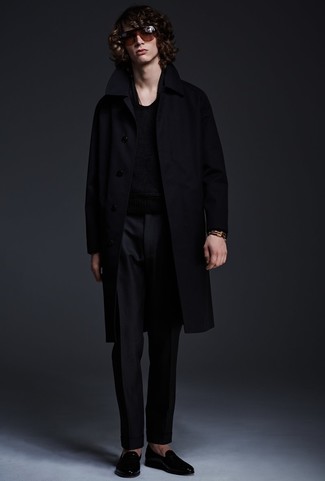 schwarzer Pullover mit einem Rundhalsausschnitt von Comme Des Garcons Homme Plus