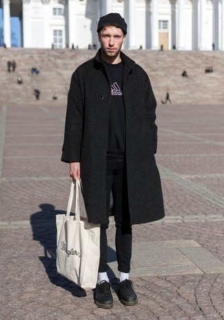 weiße und schwarze bedruckte Shopper Tasche aus Segeltuch von Burberry