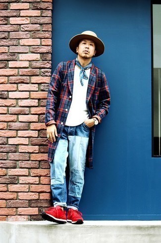 hellblaue Jeans mit Flicken von Junya Watanabe MAN