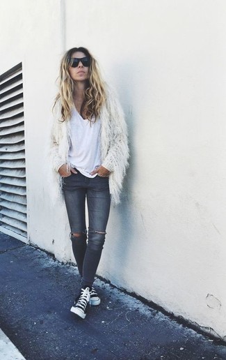 dunkelgraue enge Jeans mit Destroyed-Effekten von Etoile Isabel Marant