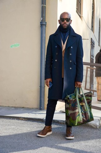 olivgrüne Camouflage Shopper Tasche aus Segeltuch von Valentino Garavani