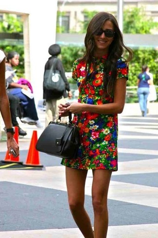 mehrfarbiges gerade geschnittenes Kleid mit Blumenmuster von Just Cavalli