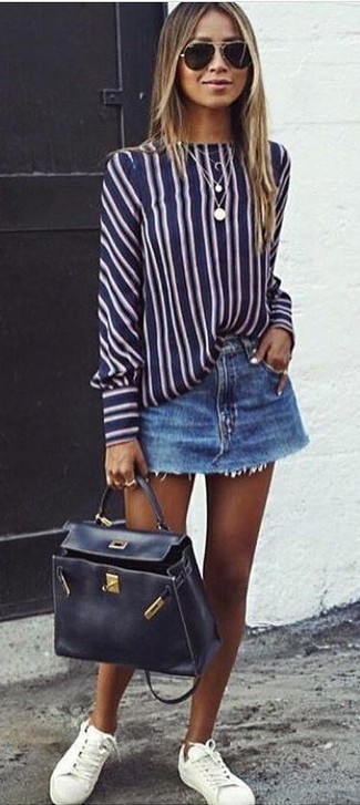 Wie Minirock mit niedriger Sneakers zu kombinieren – 36 Damen Outfits