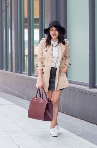 Wie Minirock mit niedriger Sneakers zu kombinieren – 36 Damen Outfits
