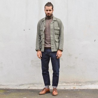 Welche Rollkragenpullover mit mintgrüner Shirtjacke zu tragen – 7 Herren Outfits