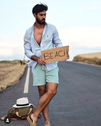 Mintgrüne Badeshorts kombinieren – 6 Herren Outfits