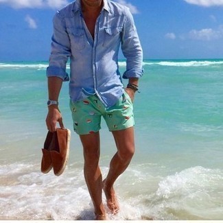 Mintgrüne Badeshorts kombinieren – 6 Herren Outfits