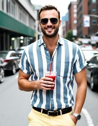 Senf Chinohose kombinieren – 196 Herren Outfits