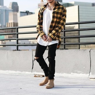 Welche Jeans mit senf Langarmhemdes zu tragen – 21 Frühling Herren Outfits