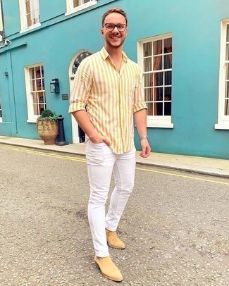 Welche Jeans mit senf Langarmhemdes zu tragen – 21 Frühling Herren Outfits