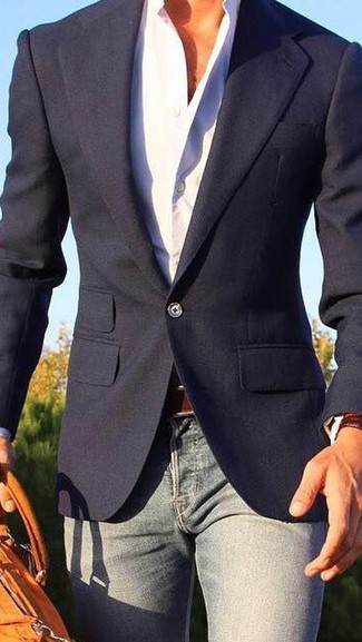 Welche Langarmhemden mit dunkelblauen Sakkos zu tragen – 635+ Herren Outfits