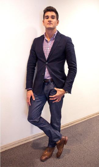 Welche Langarmhemden mit dunkelblauen Sakkos zu tragen – 635+ Herren Outfits