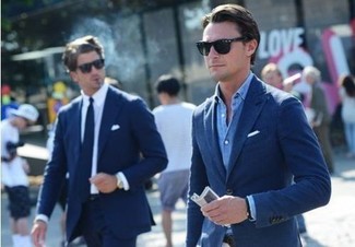 Welche Langarmhemden mit dunkelblauen Sakkos zu tragen – 635+ Herren Outfits