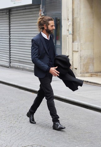 Welche enge Jeans mit dunkelblauen Sakkos zu tragen – 121 Herren Outfits