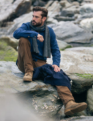 Welche Freizeitstiefel mit dunkelblauer Bomberjacke zu tragen – 41 Herren Outfits