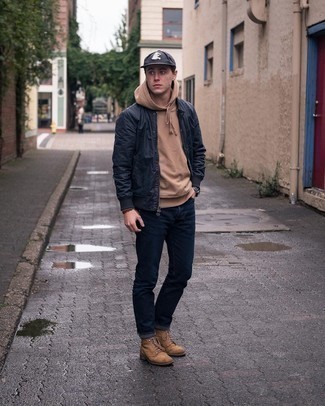 Welche Freizeitstiefel mit dunkelblauer Bomberjacke zu tragen – 41 Herren Outfits