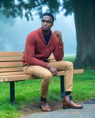 Welche Freizeitstiefel mit dunkelblauen Strickpullovers zu tragen – 21 Herren Outfits